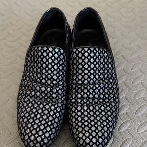 Men’s Elegant Black and Silver Jimmy Choo Patterned Loafers